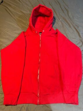 Red Zip-Up Hoodie Jacket cross stitch